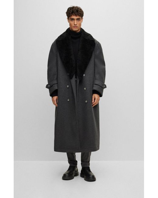 Boss Black Relaxed-fit Coat In Virgin Wool And Cashmere for men
