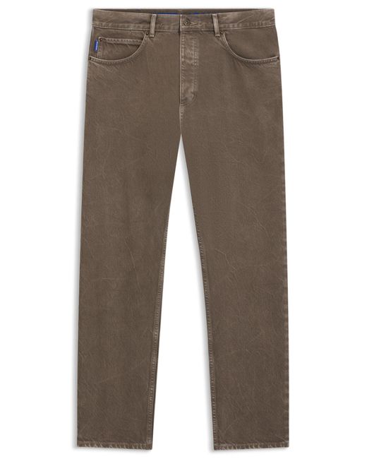 HUGO Regular-Fit Jeans Van Washed Denim in het Brown voor heren