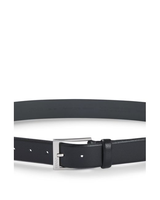 HUGO Riem Van Generfd Leer Met Gesp Met Gegraveerd Logo in het Black voor heren