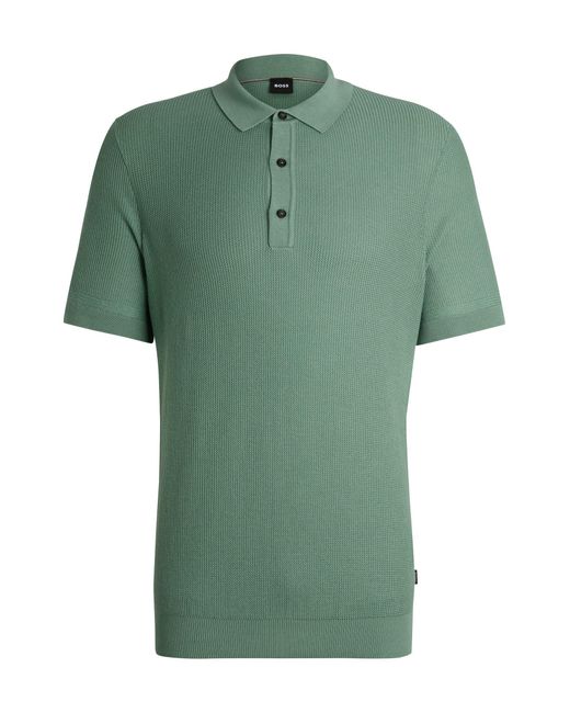 Boss Green Regular-fit Polo Sweater With Mixed Structures for men