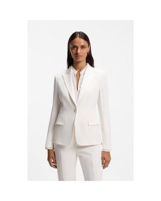 Boss White Slim-Fit Blazer With Single-Button Closure