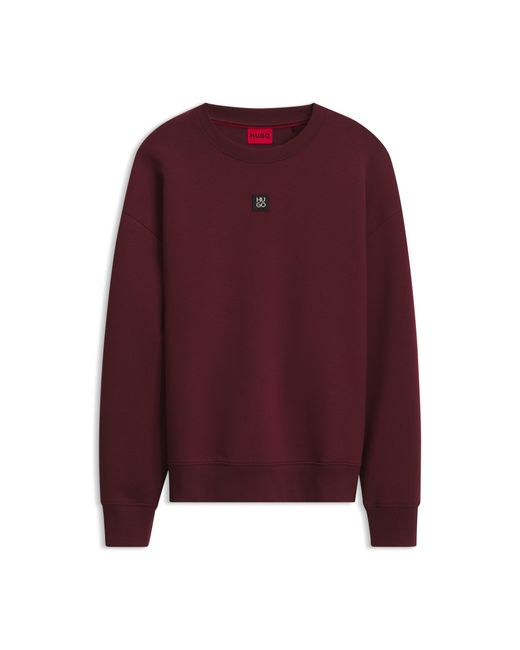 HUGO Red Cotton-Blend Sweatshirt With Stacked-Logo Badge for men