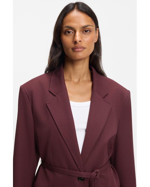 Boss Oversized-Fit Blazer Met Riem in het Red