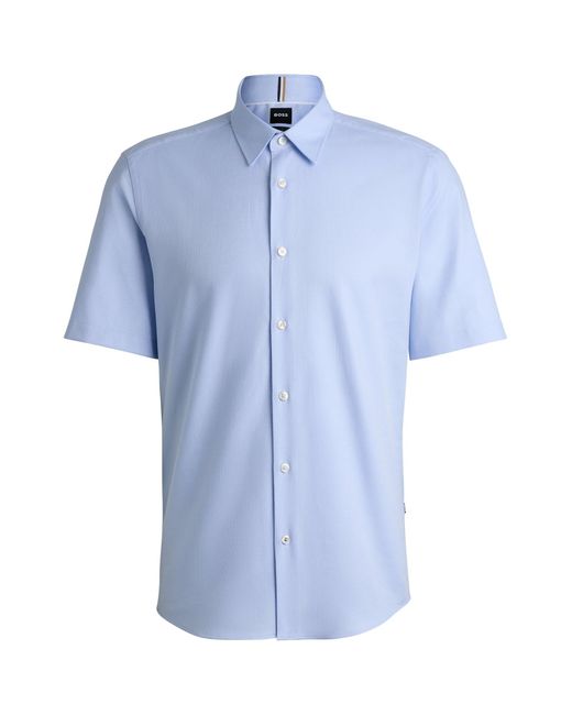 Chemise Regular Fit En Coton Stretch Structuré Facile À Repasser Boss pour homme en coloris Blue