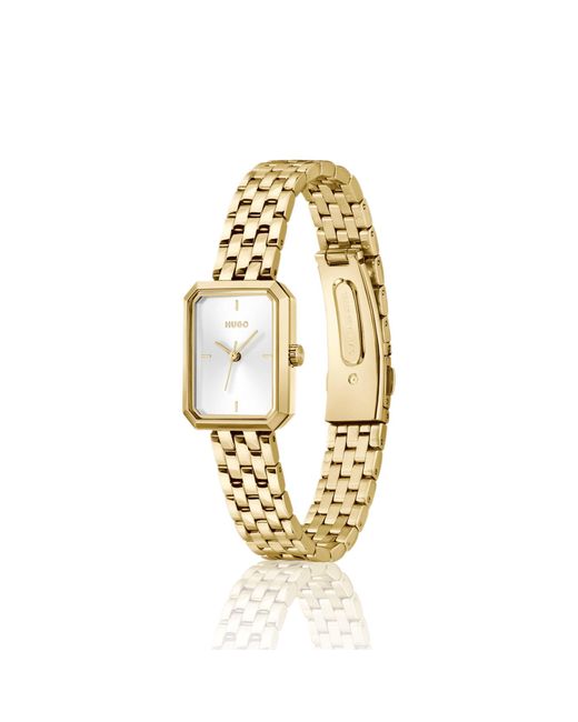 HUGO Metallic Three Hand Quartz Movement Watch For Women #cosy Collection With Light Yellow Gold Stainless Steel Bracelet - 1540179