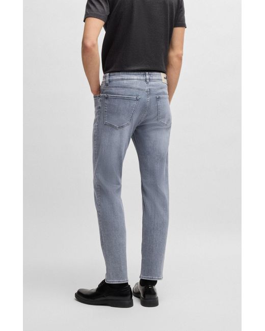Boss Regular-Fit Maine-Jeans Van Grijs Italiaans Denim in het Blue voor heren