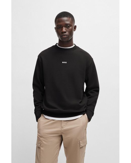 Boss Black Relaxed-fit Sweatshirt In Cotton Terry With Contrast Logo for men