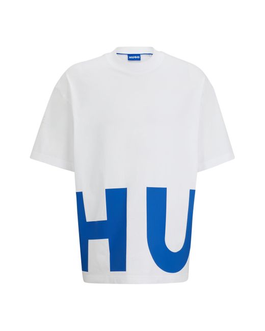 T-shirt en jersey de coton avec logo circulaire BOSS by Hugo Boss pour homme en coloris White