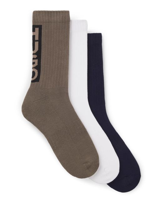 HUGO Set Van Drie Paar Korte Sokken Met Verticale Logo's in het Brown voor heren
