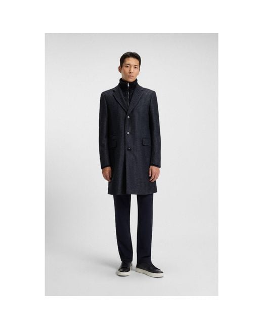 Boss Blue Slim-Fit Coat With Detachable Inner for men