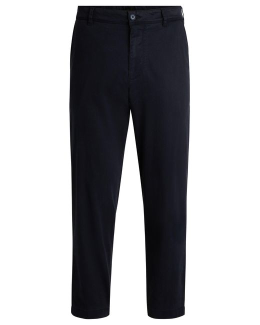 Boss Blue Tapered-fit Regular-rise Trousers In Stretch Twill for men