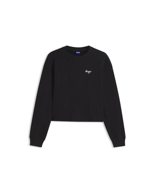 HUGO Black Script-Logo Relaxed-Fit Sweatshirt