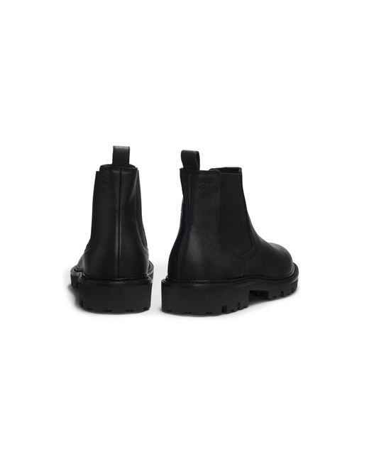Boss Black Grained Leather Boots With Elasticated Side Panels for men