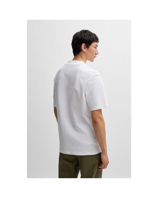 HUGO White Cotton-Jersey T-Shirt With Logo Patch for men