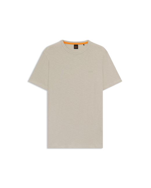 Boss Natural Cotton Slub T-Shirt With Logo Detail for men