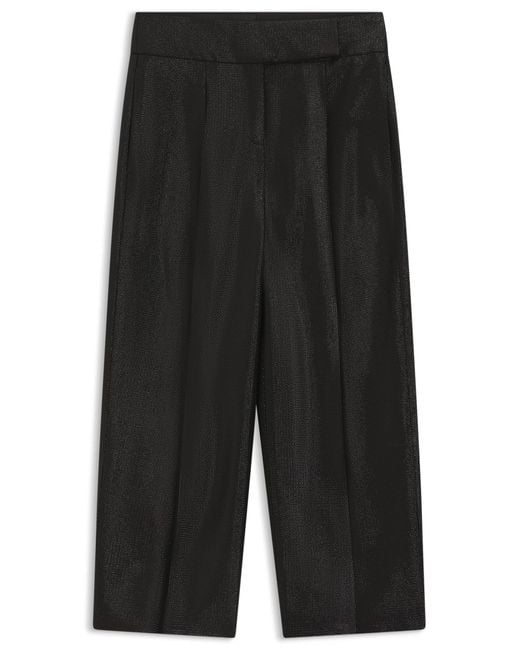Boss Regular-Fit Broek Met Iets Korte, Wijde Pijpen in het Black