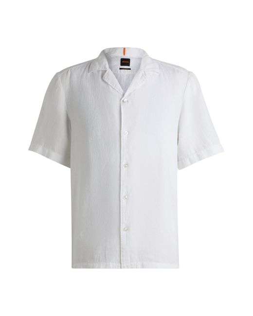 Boss Regular-Fit Hemd Aus Leinen in White für Herren