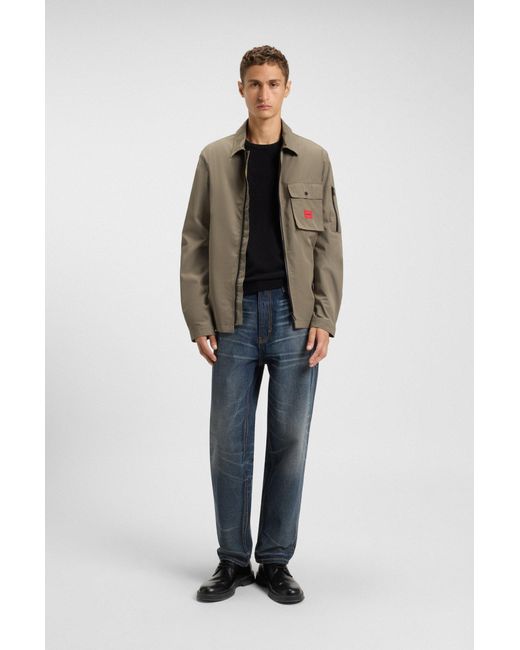HUGO Overshirt Van Canvas En Een Katoenmix Met Ritssluiting En Logolabel in het Brown voor heren