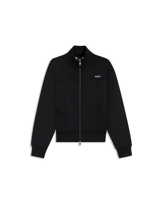 Boss Black Zip-Up Sweatshirt With Contrast Logo