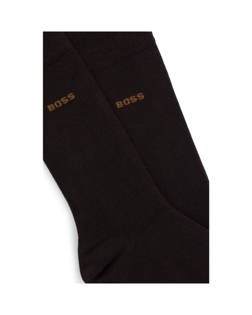 Boss Black Cotton Blend Regular-Length Logo Socks for men