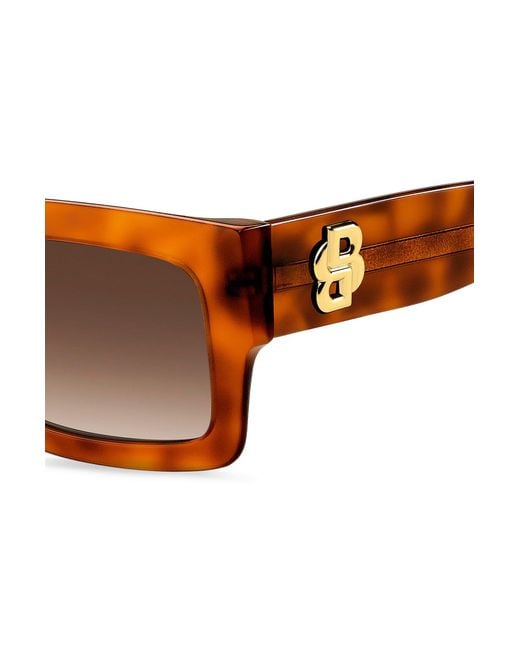Boss Brown Havana-acetate Sunglasses With Double B Monogram