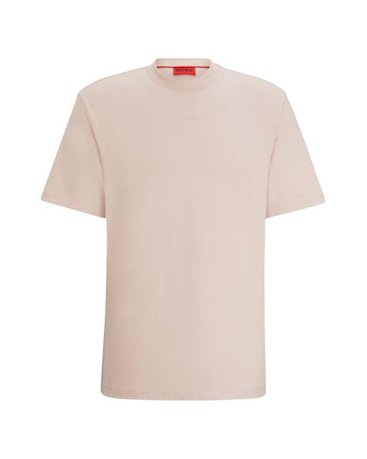HUGO Pink Relaxed-fit T-shirt In Cotton With Logo Print for men