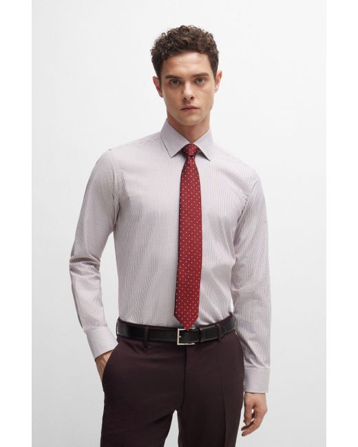 Cravate en soie mélangée à motif jacquard Boss pour homme en coloris Purple