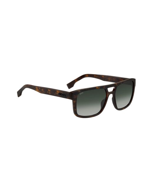 Boss Black Double-bridge Sunglasses In Patterned Acetate With 3d Logo for men