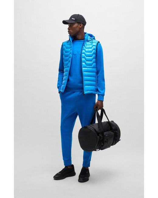 Boss Blue Water-repellent Regular-fit Gilet With Signature Quilting for men