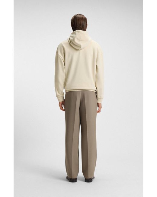 Boss Hoodie Van Zacht Katoen Met Double B-Monogram in het Natural voor heren