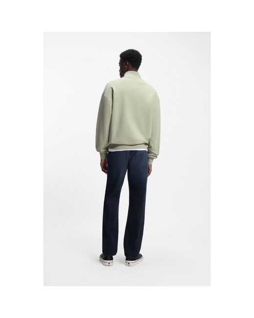 HUGO Green Cotton-Terry Sweatshirt With Zip Collar for men