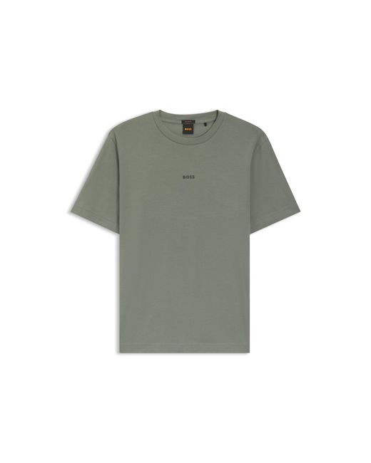 Boss Gray Relaxed-Fit T-Shirt With A Layered Logo Print for men