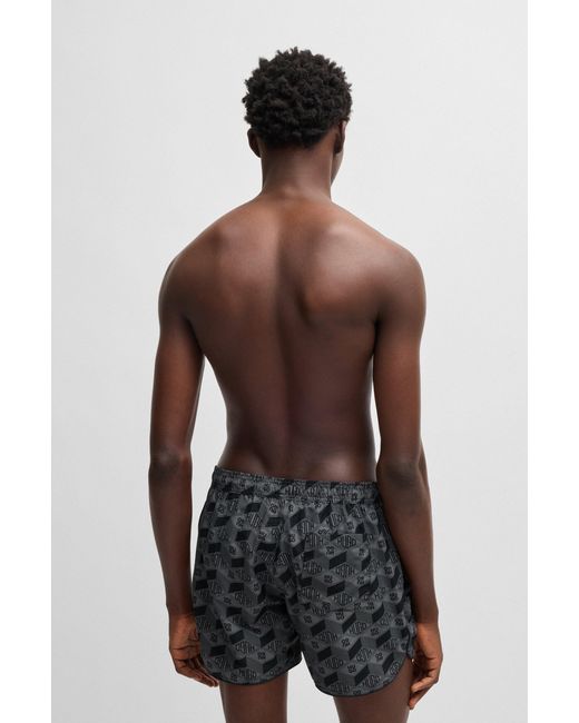 HUGO Gray Dark Grey Men's Swim Shorts Size M for men