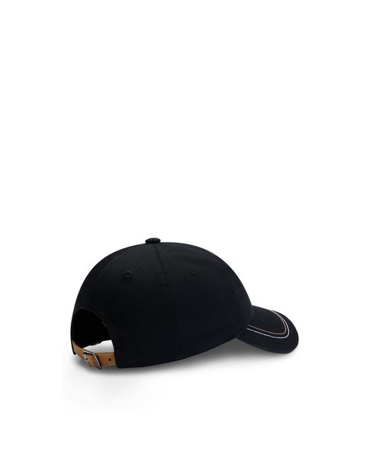 Boss Black Equestrian Embroidered-Logo Cap With Leather Strap