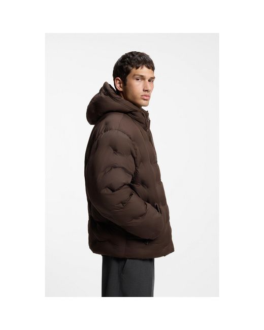 HUGO Brown Water-Repellent Jacket With Quilting for men