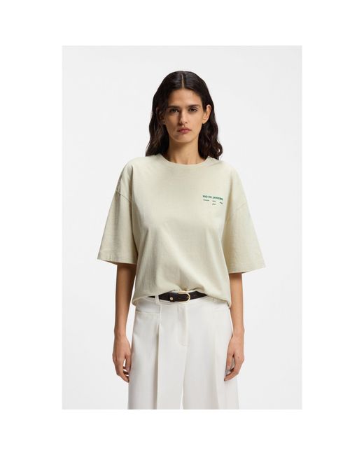 Boss Natural Cotton-Jersey T-Shirt With Printed Artwork