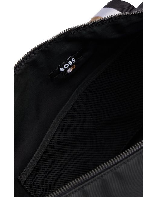 Boss Black Contrast-logo Holdall With Signature-stripe Handles for men
