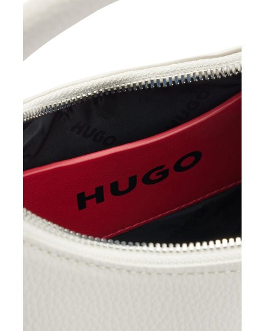 HUGO White Faux-leather Crossbody Bag With Logo Lettering