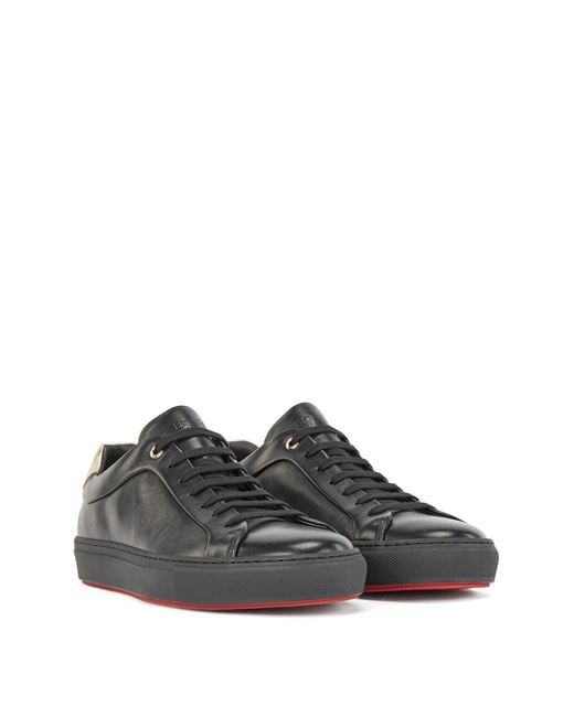 BOSS by Hugo Boss Nappa Leather Trainers With Red And Gold Accents in ...