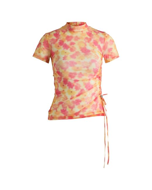 HUGO Printed-Mesh Top With Gathered Side