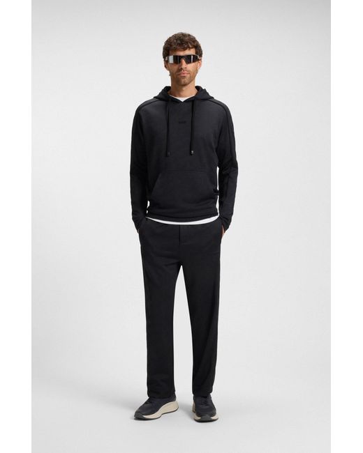 Boss Regular-Fit Hoodie Van Doorgestikte Jacquardstof in het Blue voor heren