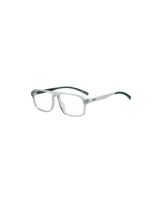 HUGO Metallic Transparent-Acetate Optical Frames With Trims for men