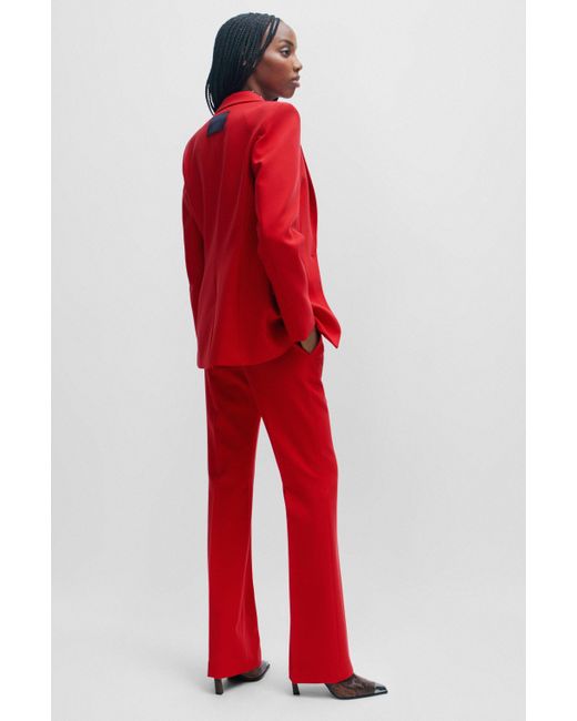 HUGO Regular-fit Blazer Van Stretchmateriaal Met Knoopsluiting in het Red