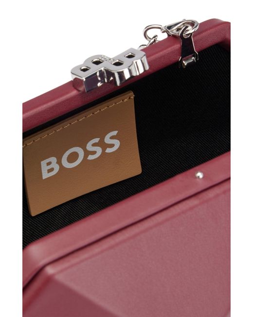 BOSS by HUGO BOSS Grainedleather Geometric Clutch Bag With Chain Strap