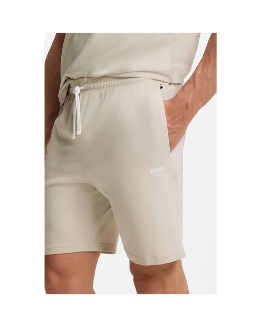Boss Natural Logo-Embroidered Shorts for men