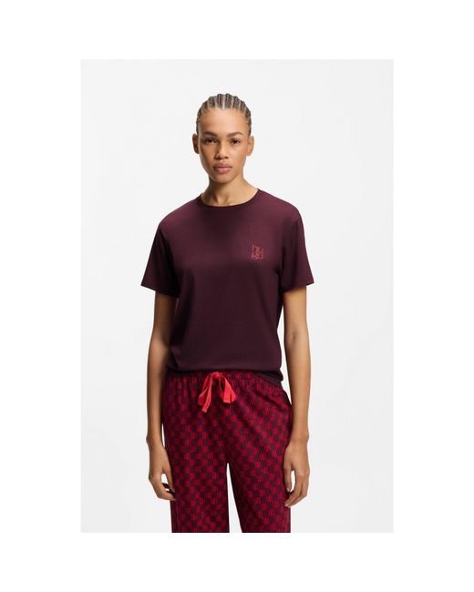 HUGO Red Stretch-Jersey Pyjama T-Shirt With Logo Print