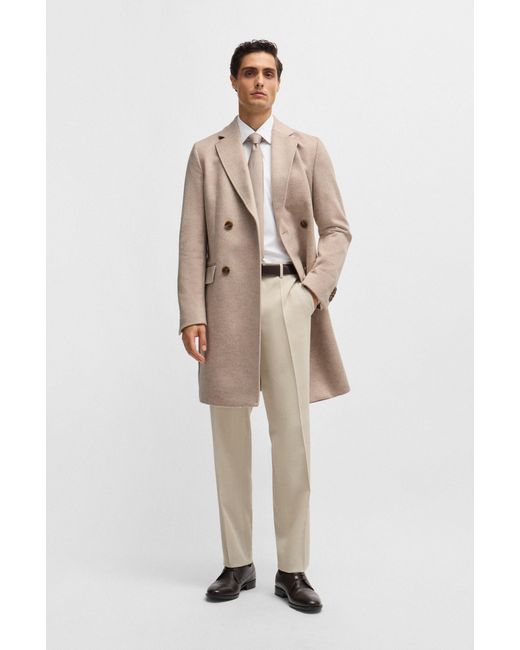 Boss Natural Slim-fit Coat In Wool With Cashmere for men