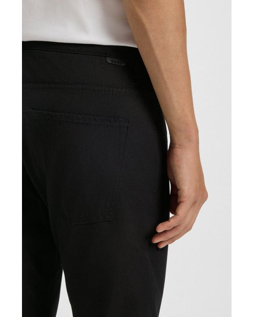 Boss Delaware Slim-Fit Hose Aus Baumwoll-Mix Mit Twill-Struktur in Black für Herren