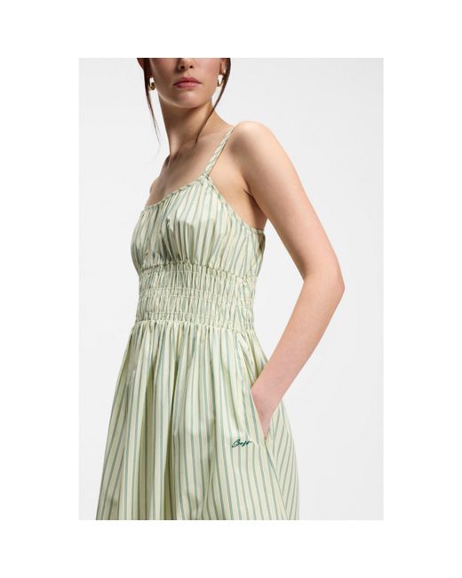 Boss Green Cotton-Poplin Dress With Vertical Stripe