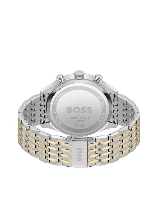 Boss Green-dial Chronograph Watch With Two-tone Link Bracelet Men's Watches for men